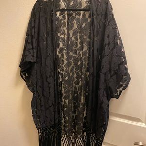 Torrid black lace duster with tassels